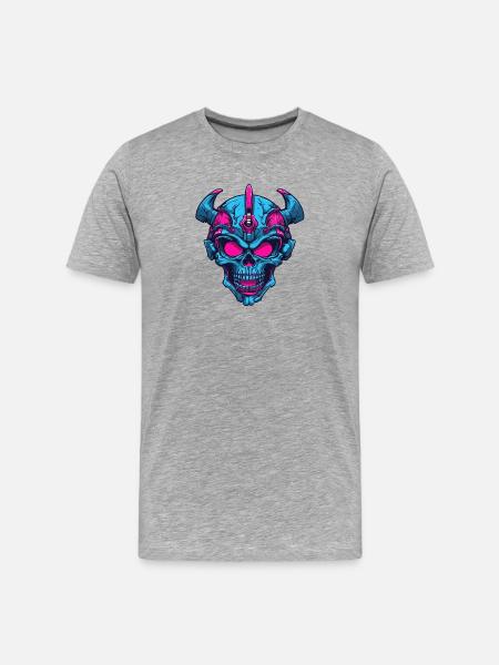 Neon Demon Skull - Men's Premium Organic T-Shirt - heather grey