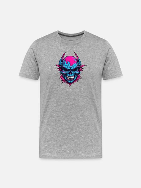 Neon Devil's Skull - Men's Premium Organic T-Shirt - heather grey