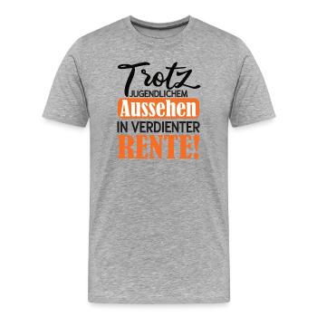 Appearance instead of Pension Satire Pension 2026 - Men's Premium Organic T-Shirt - heather grey - Front - Damien (186cm)