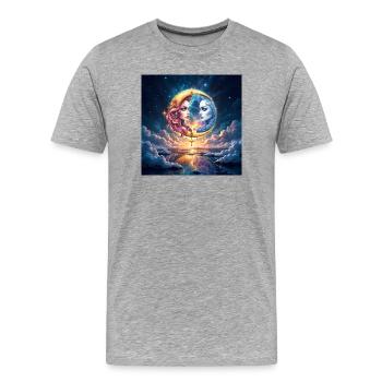 Lunare Dualität in der Liebe - Männer Premium Bio T-Shirt - Grau meliert - Vorne - Damien (186cm)