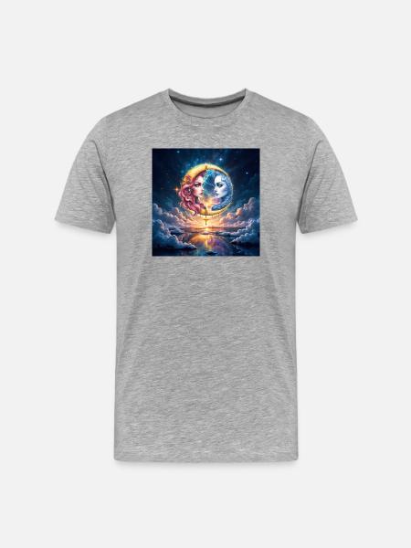 Lunar Duality in Love - Men's Premium Organic T-Shirt - heather grey