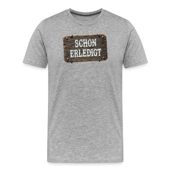 Déjà fait – panneau d’atelier rustique - T-shirt bio Premium Homme - gris chiné - Devant - Damien (186cm)