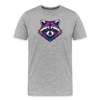Color Explosion Raccoon Head - Men's Premium Organic T-Shirt - heather grey - Front - Damien (186cm)