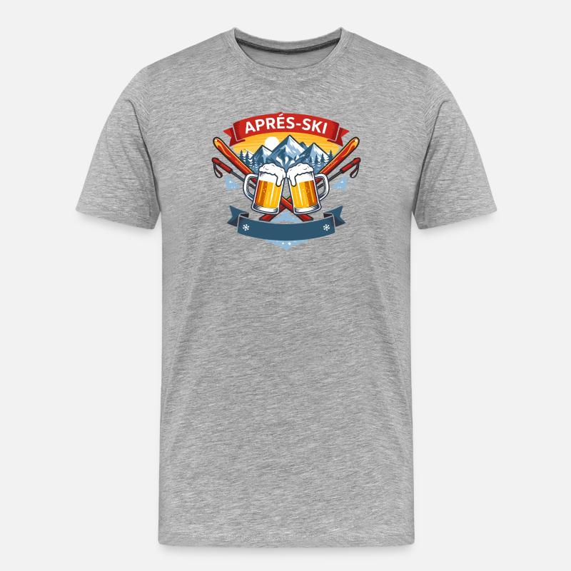 Apres Ski Comic Design - Männer Premium Bio T-Shirt - Grau meliert