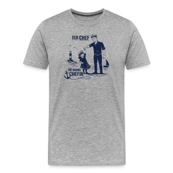 Chef Chefin Papa Tochter Partnerlook Geschenk - Männer Premium Bio T-Shirt - Grau meliert - Vorne - Damien (186cm)