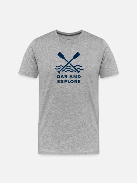 Art en ligne Oar and Explore - Aventure en kayak - T-shirt bio Premium Homme - gris chiné