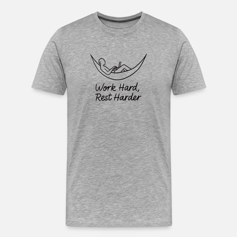Work Hard Rest Harder Hammock - Men's Premium Organic T-Shirt - heather grey