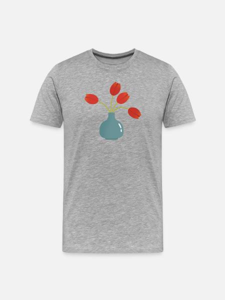 Tulip Burst in Teal Vase - Men's Premium Organic T-Shirt - heather grey