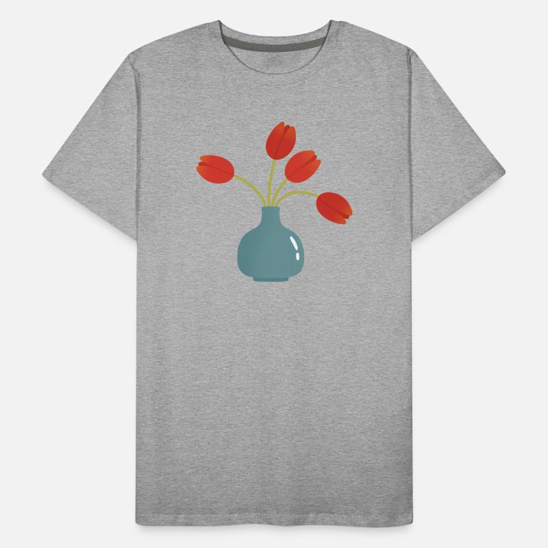 Tulip Burst in Teal Vase Men's Premium Organic T-Shirt