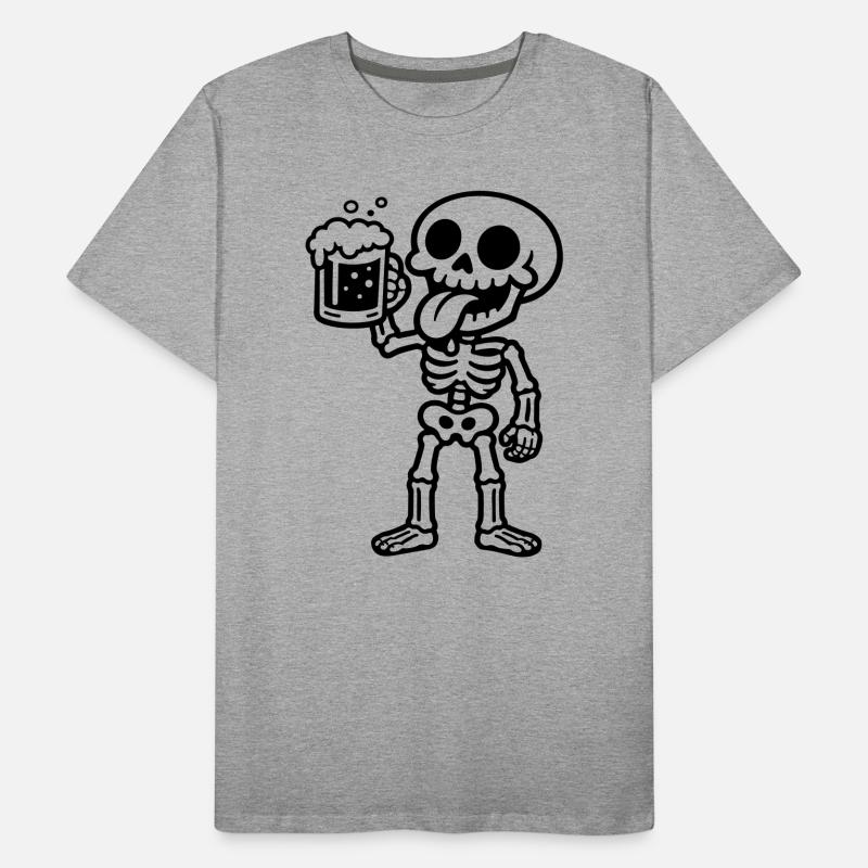 Skelett Bier Comic Männer Premium Bio T-Shirt