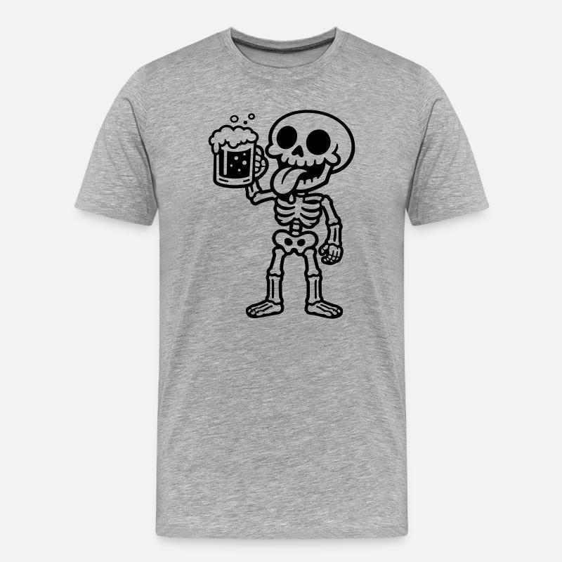 Skelett Bier Comic - Männer Premium Bio T-Shirt - Grau meliert