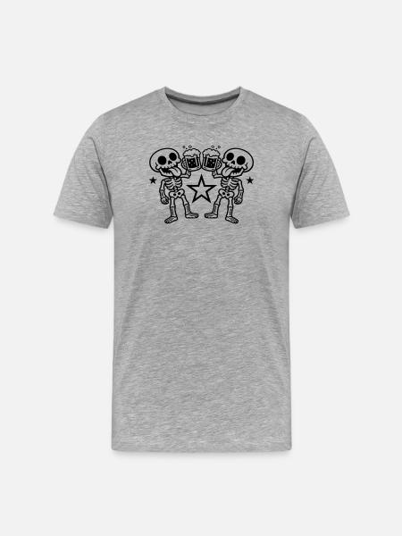Skelett Bier Prost - Männer Premium Bio T-Shirt - Grau meliert