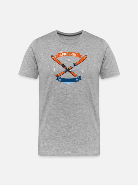 Comic ski crossed with cheerful banner - Men's Premium Organic T-Shirt - heather grey