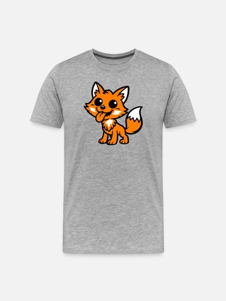 Fuchs Comic - Männer Premium Bio T-Shirt - Grau meliert