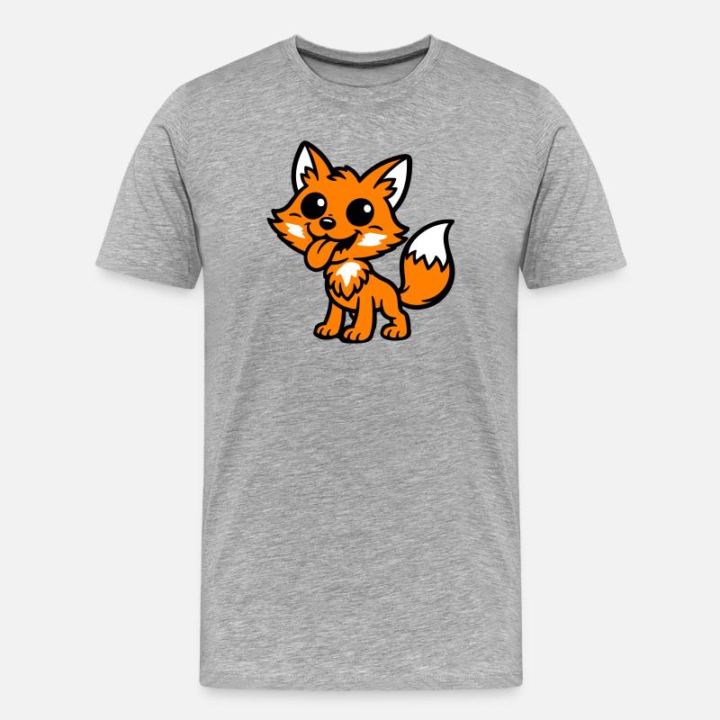 Fuchs Comic - Männer Premium Bio T-Shirt - Grau meliert