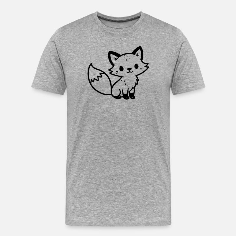 Fuchs Niedlich - Männer Premium Bio T-Shirt - Grau meliert