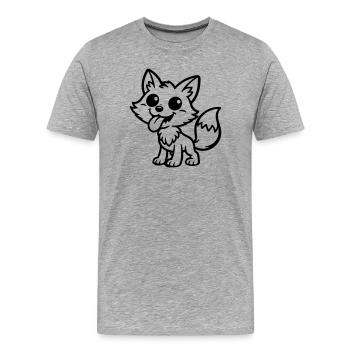 Fuchs Comic Lustig - Männer Premium Bio T-Shirt - Grau meliert - Vorne - Damien (186cm)