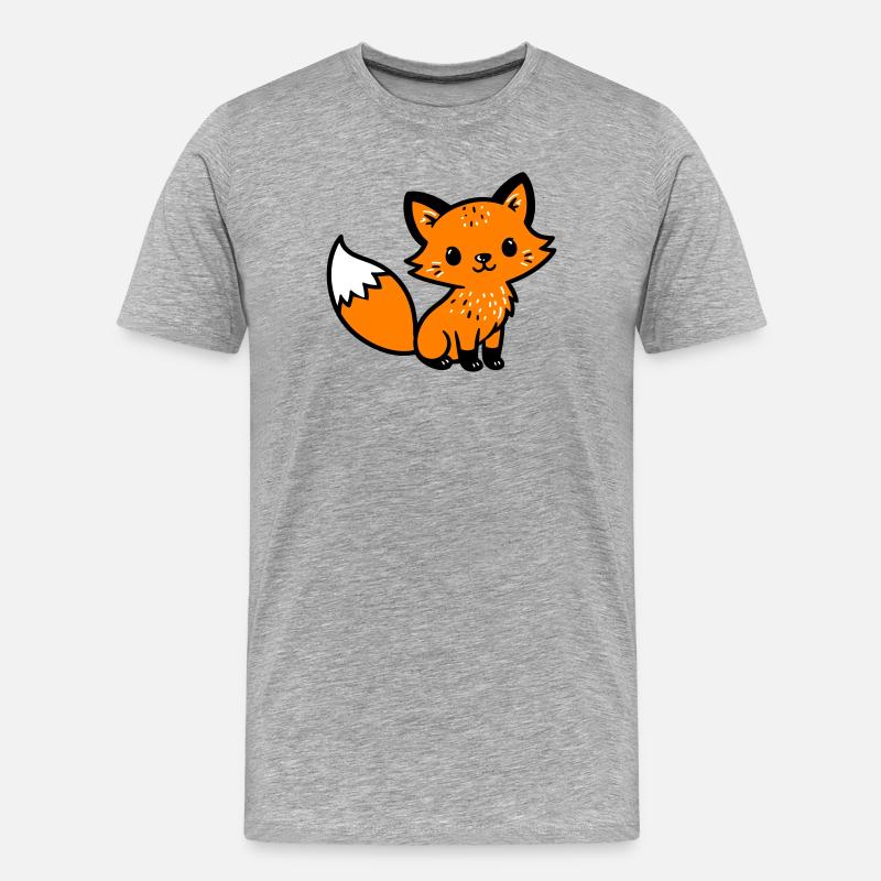 Fox Cute Comic - T-shirt bio Premium Homme - gris chiné