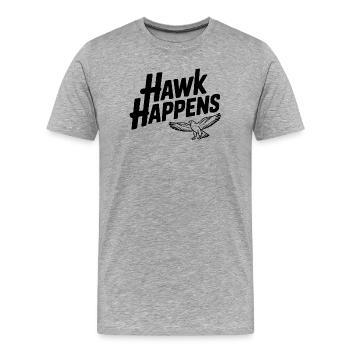 Hawk Happens - Men's Premium Organic T-Shirt - heather grey - Front - Damien (186cm)