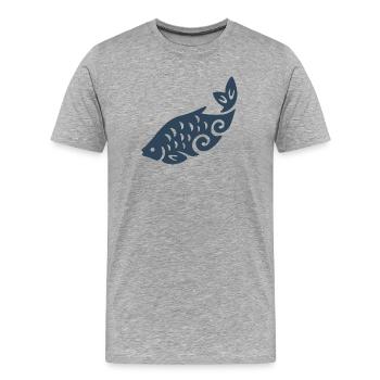 Swirl Fish Silhouette - Men's Premium Organic T-Shirt - heather grey - Front - Damien (186cm)