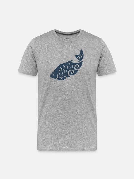 Wirbelfisch-Silhouette - Männer Premium Bio T-Shirt - Grau meliert