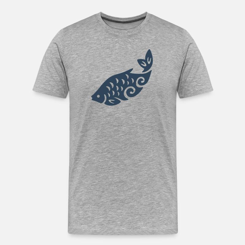 Wirbelfisch-Silhouette - Männer Premium Bio T-Shirt - Grau meliert