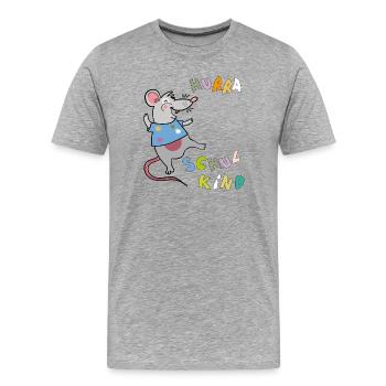 Hourra la souris écolière - T-shirt bio Premium Homme - gris chiné - Devant - Damien (186cm)