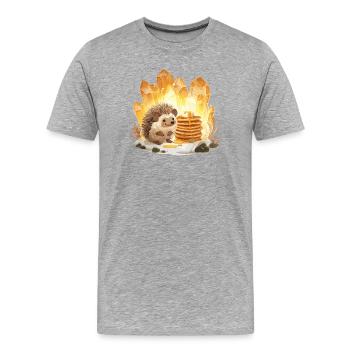 Hérisson & Cristaux Pancake - T-shirt bio Premium Homme - gris chiné - Devant - Damien (186cm)