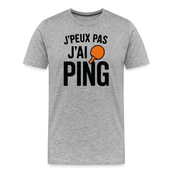 Ich kann nicht, ich ping. - Männer Premium Bio T-Shirt - Grau meliert - Vorne - Damien (186cm)