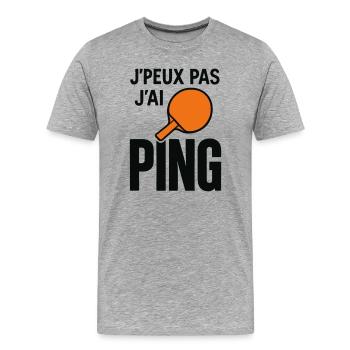 Ich kann nicht, ich ping. - Männer Premium Bio T-Shirt - Grau meliert - Vorne - Damien (186cm)