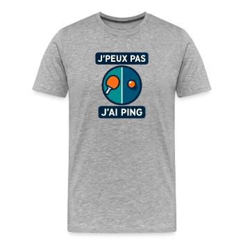 Ich kann nicht, ich ping. - Männer Premium Bio T-Shirt - Grau meliert - Vorne - Damien (186cm)