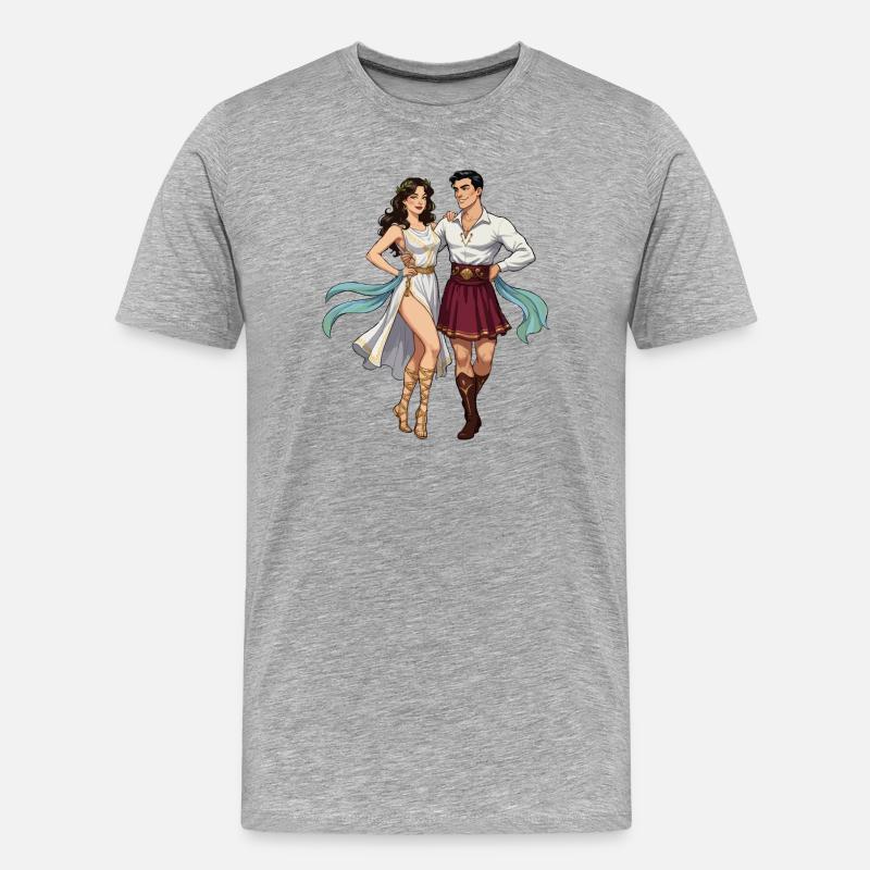 Griechisches Hasapiko-Tänzerpaar - Männer Premium Bio T-Shirt - Grau meliert
