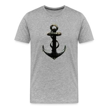 Ancrage de nuit avec silhouette nautique à corde - T-shirt bio Premium Homme - gris chiné - Devant - Damien (186cm)