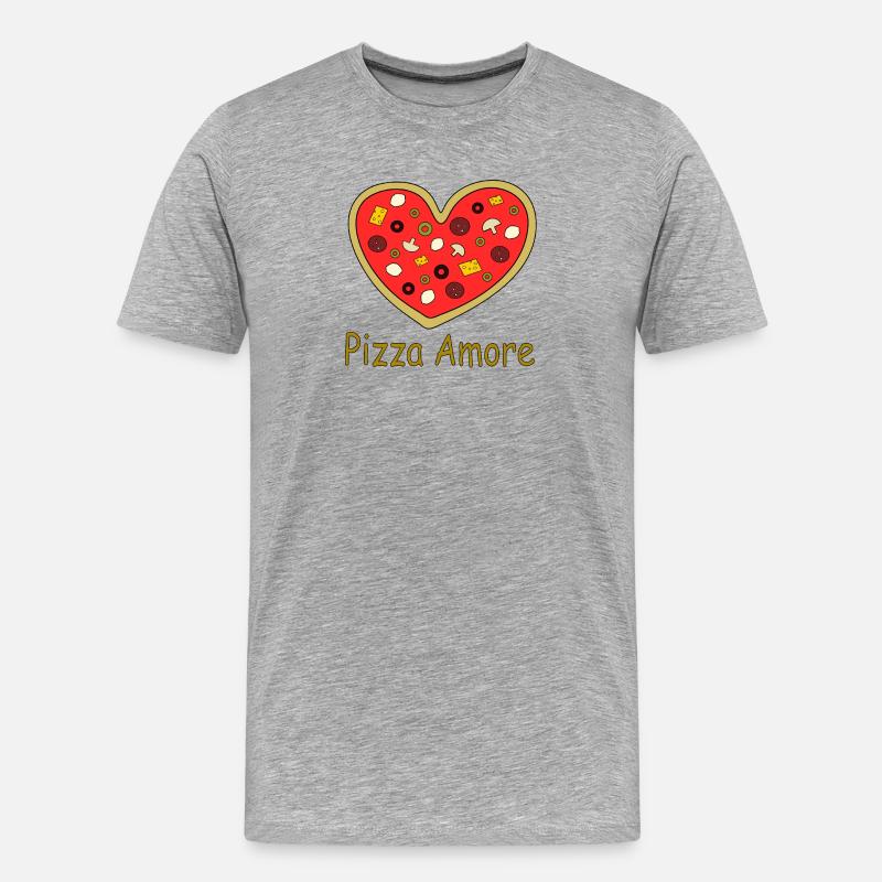 Pizza_Amore - Männer Premium Bio T-Shirt - Grau meliert