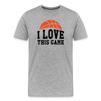 Ich liebe dieses Spiel – Basketball - Männer Premium Bio T-Shirt - Grau meliert - Vorne - Damien (186cm)