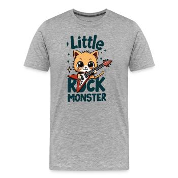 Little Rock Monster – Cute Cat Guitar Motif - Men's Premium Organic T-Shirt - heather grey - Front - Damien (186cm)