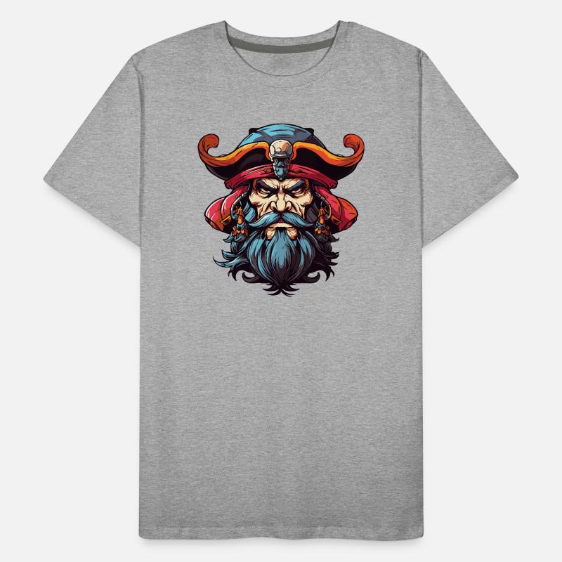 Pirat mit Bart Comic Männer Premium Bio T-Shirt