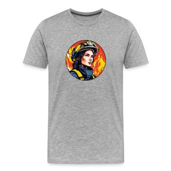Feuerwehr  Feuerwehrfrau - Männer Premium Bio T-Shirt - Grau meliert - Vorne - Damien (186cm)