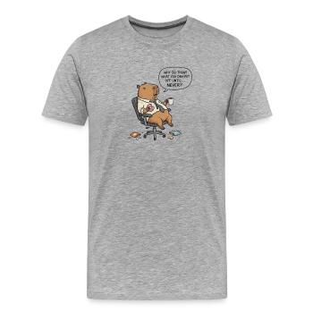 Procrastinating capybara beaver in the office - Men's Premium Organic T-Shirt - heather grey - Front - Damien (186cm)