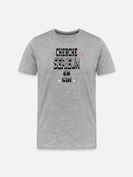 Cherche Sérieux en CDI - T-shirt bio Premium Homme - gris chiné
