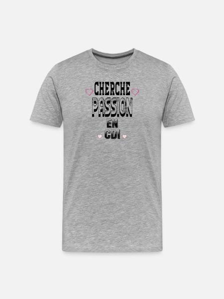 Cherche Passion en CDI - T-shirt bio Premium Homme - gris chiné