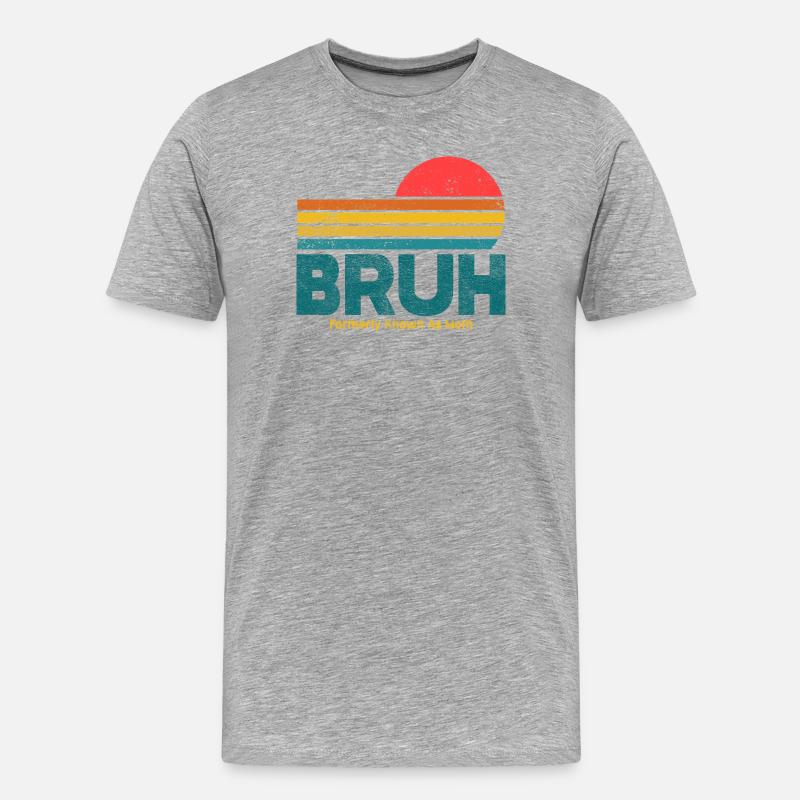 Retro Sunset Bruh Mama - Männer Premium Bio T-Shirt - Grau meliert