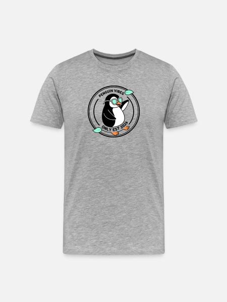 Pingouin noir en lunettes mint 2026 - T-shirt bio Premium Homme - gris chiné