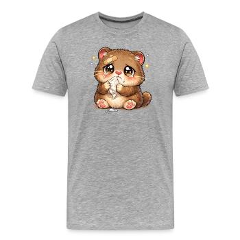 Cuddly Kitten Tear Ribbon Consolation - Men's Premium Organic T-Shirt - heather grey - Front - Damien (186cm)