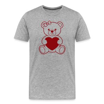 Ours au cœur avec arc - T-shirt bio Premium Homme - gris chiné - Devant - Damien (186cm)