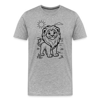 Savannah Lion Line Art - Men's Premium Organic T-Shirt - heather grey - Front - Damien (186cm)
