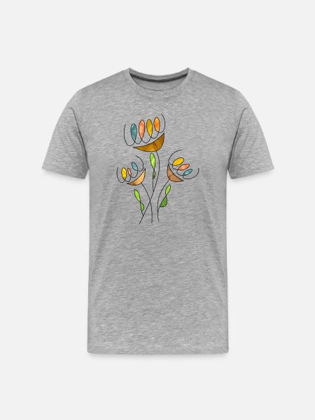 Blumen - Männer Premium Bio T-Shirt - Grau meliert