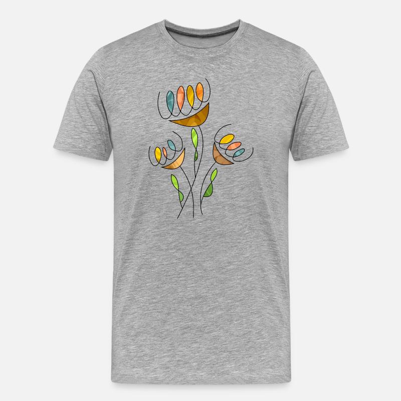 Blumen - Männer Premium Bio T-Shirt - Grau meliert