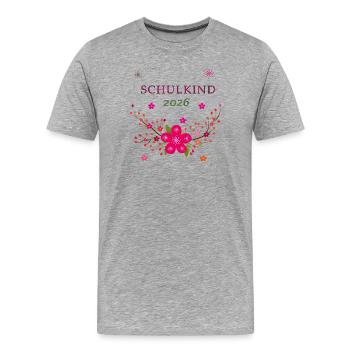 Écolier 2026 - T-shirt bio Premium Homme - gris chiné - Devant - Damien (186cm)