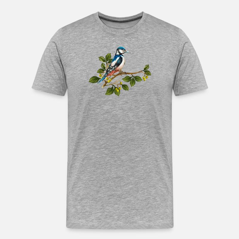 Bunter Vogel - Männer Premium Bio T-Shirt - Grau meliert